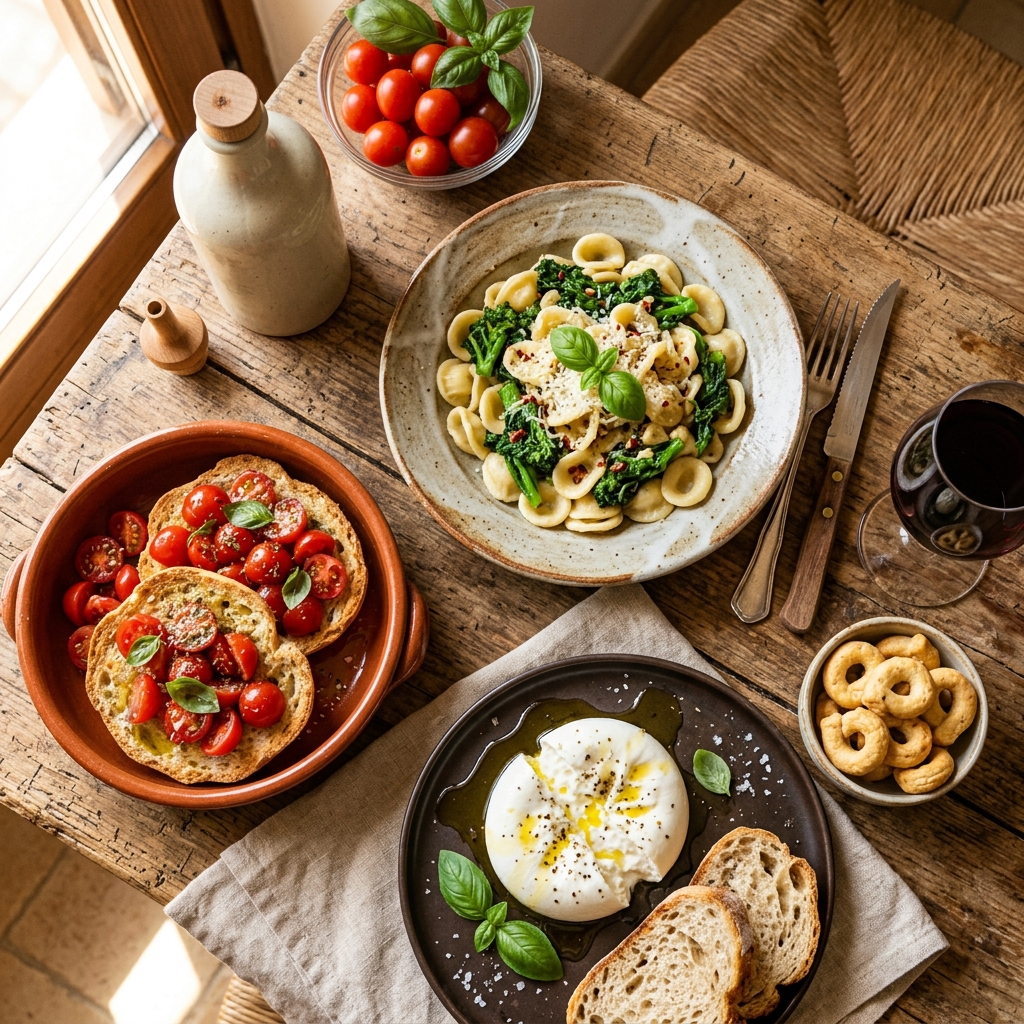 Tavola con piatti tipici pugliesi